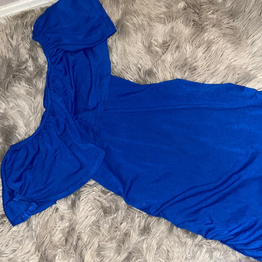 Blue off shoulder maternity dress size small